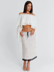 Elaina Midi Skirt Cream Polka Dot