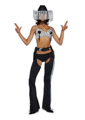 Giddy Up Rhinestone Cowgirl Costume - Black