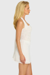 Sequin Lace Corset Mini Dress In Pearl