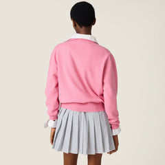 MiuMiu Women's Fashion Classic Half Zip Polo Shirt With V Neck Design And Pullover Sweater #79516