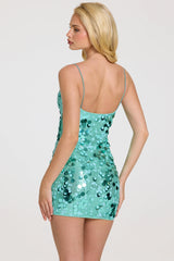 Embellished Mini Dress In Seafoam Green