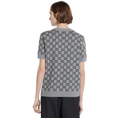 Gucci Gray And Black Reversible GG wool Jacquard Top Featuring Iconic GG Pattern #332622