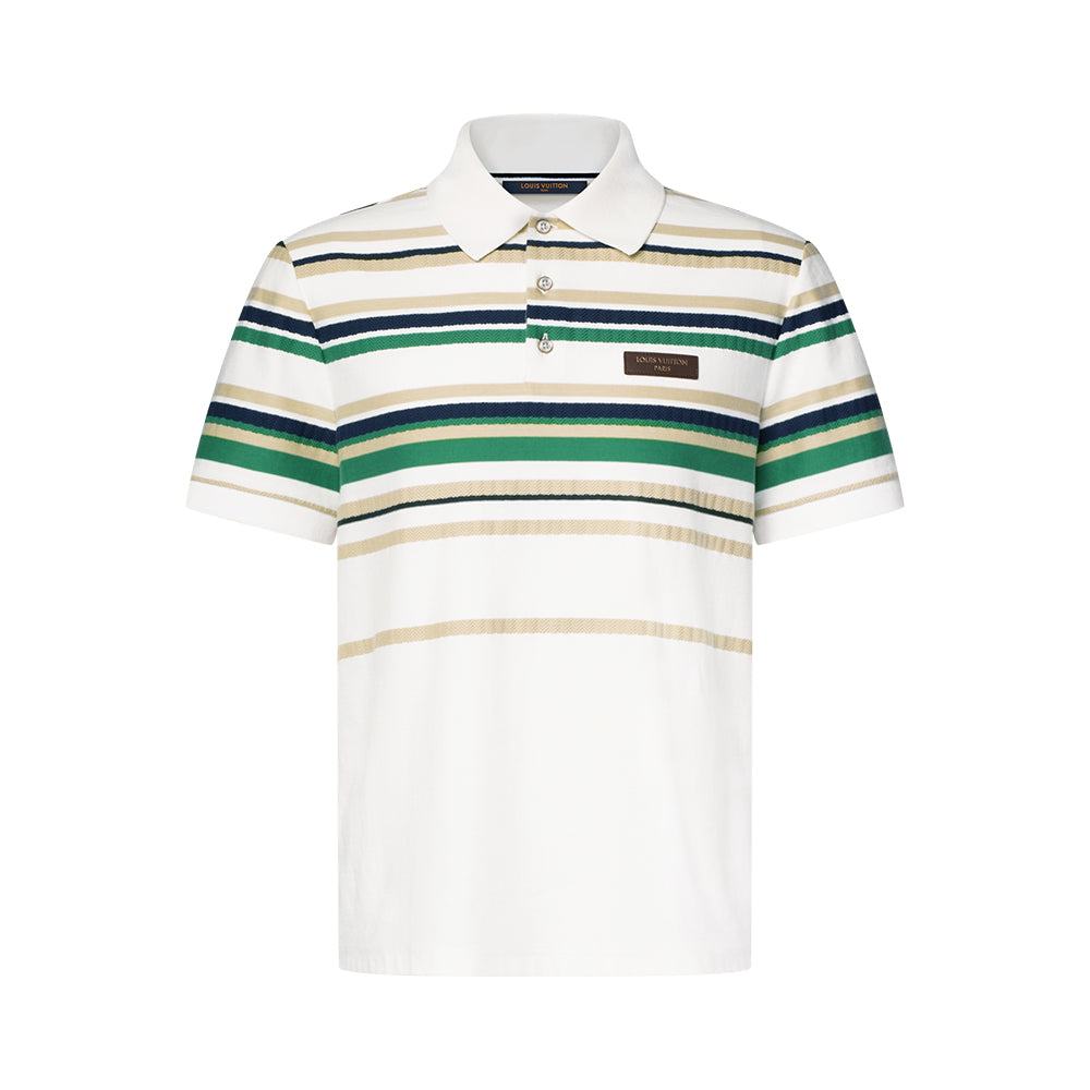 LOUIS VUITTON Striped Textured Short-Sleeved Polo Shirt #387305