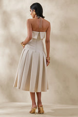 Dazira | Cream Square-Neck Midi Dress With Drop-Waist