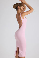 Modal Lace-Trim Midaxi Dress In Soft Pink