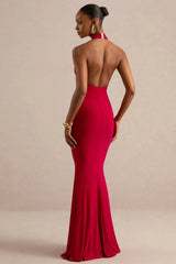 Milani | Red Backless Cowl Neck Fishtail Maxi Dress