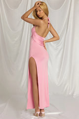 Halterneck Maxi Dress In Candyfloss Pink