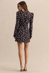 Carmen | Black & White Polka Dot Sweetheart-Neck Tailored Mini Dress