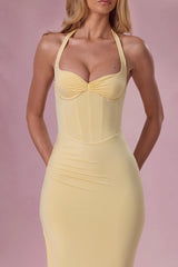 Jersey Corset Bridesmaid Dress In Butter Yellow