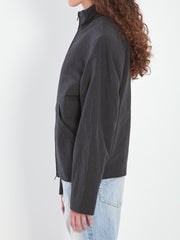 Balenciaga Women's Fall/Winter Padded Shoulder Zipper Solid Color Loose-Fit Short-Length Long-Sleeve Jacket Ngvp #2716