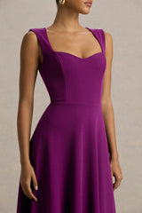Andromeda | Plum Sweetheart-Neck Midi Dress