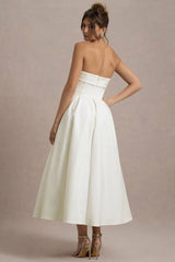 Annalise | Ecru Bandeau Skater Midi Dress