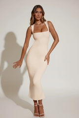 Square Neck Midi Dress In Ivory
