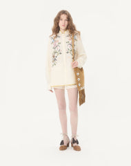 Valentino Embroidered Linen Shirt for Woman in Ivory #382492