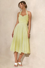 Naz | Lemon Broderie Halter-Neck Midi Dress