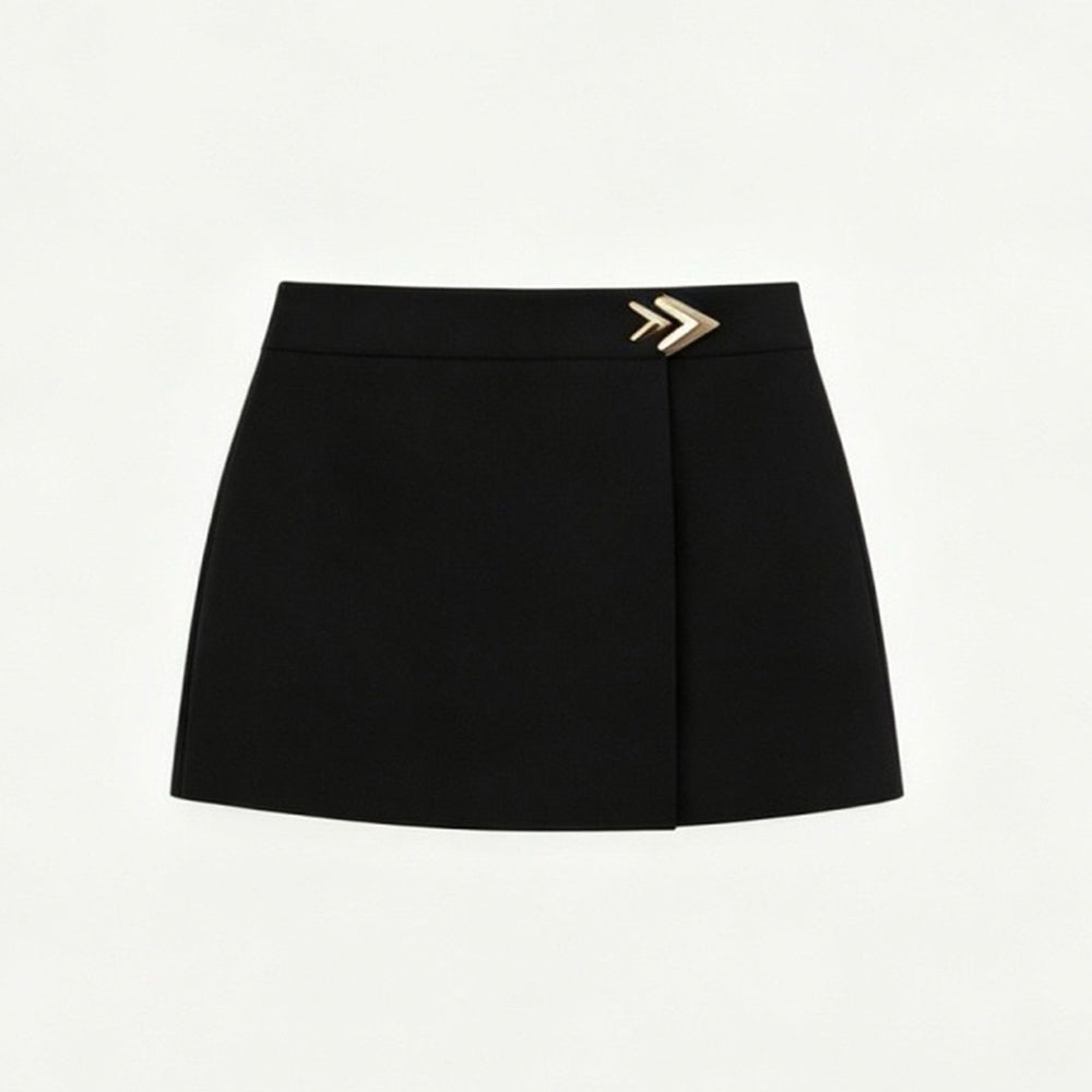 Valentino Wool Crepe With Metallic Embellishments Skirt#386261