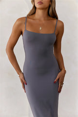 Base Smoothing Thin Strap Maxi Dress Charcoal