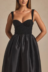 Embellished Corset Gown In Black