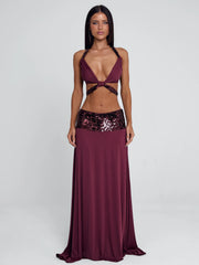 Aluna Maxi Skirt Burgundy