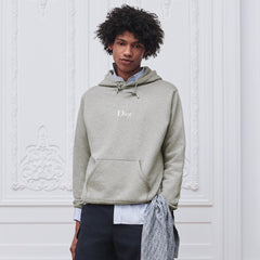 DIOR Hooded Sweatshirt with Dior Embroidery Relaxed Fit Gray Cotton Fleece #387332