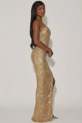 Embellished Corset Gown In Gold
