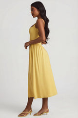 Modal A-Line Midaxi Dress In Pastel Yellow