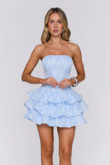 Pop The Confetti Strapless Mini Dress Blue