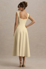 Andromeda | Lemon Sweetheart-Neck Midi Dress