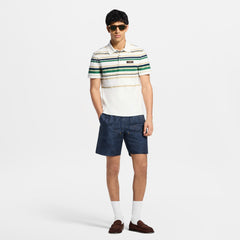 LOUIS VUITTON Striped Textured Short-Sleeved Polo Shirt #387305