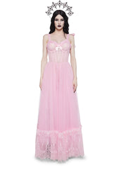 Dance With Death Sleeveless Maxi Dress - Pink