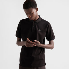 PRADA  Black Piqué Polo Shirt #387776