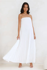 Moonlit Sea Pleated Strapless Maxi Dress Ivory