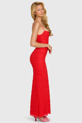Lace Maxi Dress In Cherry
