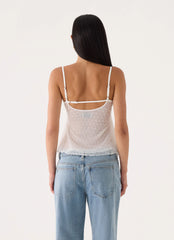 Elsie Mesh Polka Dot Top - White
