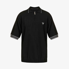 PRADA Logo-Embroidered Knitted Polo Shirt #379644