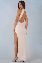 Modal Halterneck Maxi Dress In Ivory