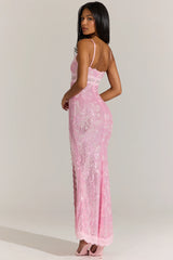 Embellished Lace-Trim Maxi Dress In Blossom Pink