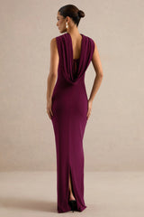 Jolina | Burgundy High-Neck Maxi Dress