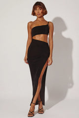 One Shoulder Cut Out Maxi Dress In Black