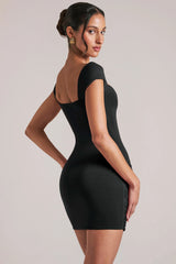 Sweetheart Neckline Mini Dress In Black