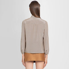 Prada Women's Spring/Fall Fashion Casual Plaid Print Single-Breasted Silk Cardigan Shirt #79458