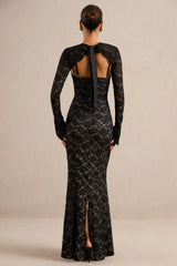 Mirellia | Black Lace Sweetheart-Neck Maxi Dress