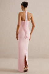 Heloira | Light Pink Sweetheart-Neck Maxi Dress