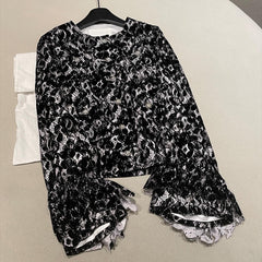 Chanel 25A Women's Advanced Handicraft Series Lace and Velvet Spliced Cropped Jacket #333009