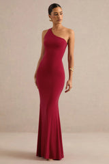 Lioraelle | Red Asymmetric-Neck Maxi Dress
