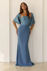 Luxe Nights Strapless Maxi Dress Dusty Blue