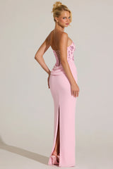 Embellished Corset Maxi Dress In Blossom Pink