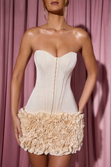 Ruffled Corset Mini Dress In Ivory