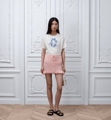 DIOR Dioriviera Oversized T-Shirt White Cotton Jersey with Blue Toile de Jouy Floral Garden Motif #387298