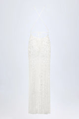 Embellished Backless Maxi Dress In White